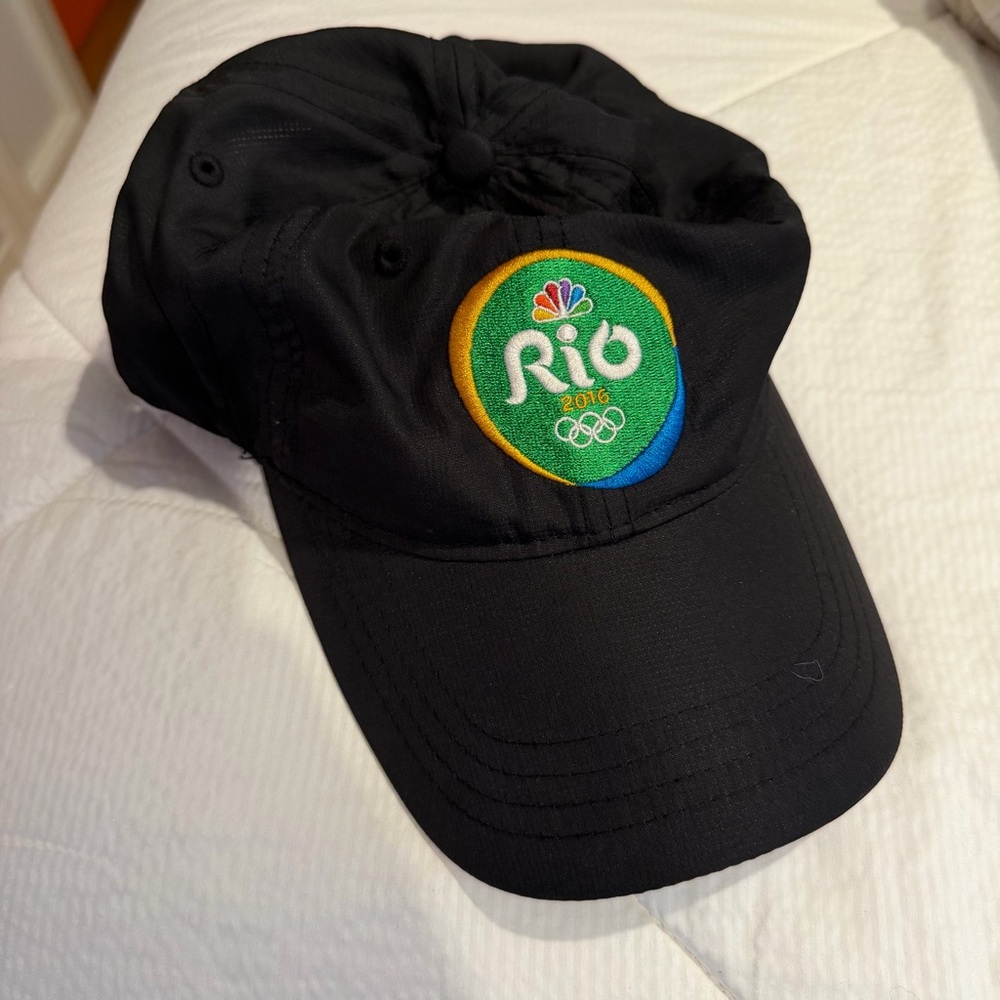 NBC Rio 2016 Embroidered Baseball Cap - Black with Green Accent